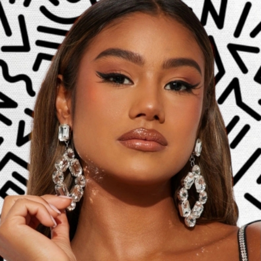 Sliver bedazzled earrings - Picture 1 of 3